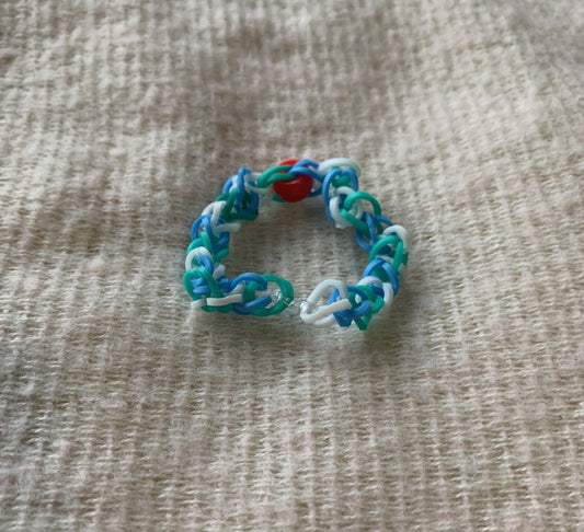 Loose Rubber Bracelet - Blue, White & Aqua