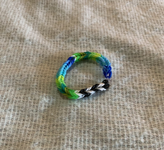 Fishtail Rubber Bracelet - Green, Black & Blue