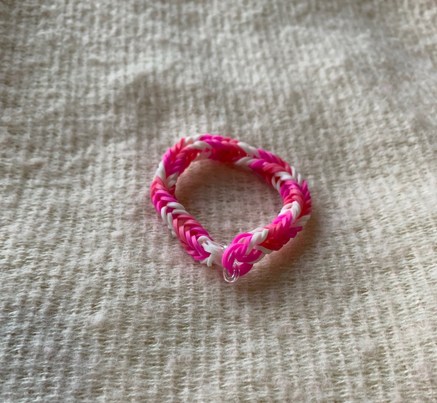 Fishtail Rubber Bracelet - Hot Pink, Pink & White