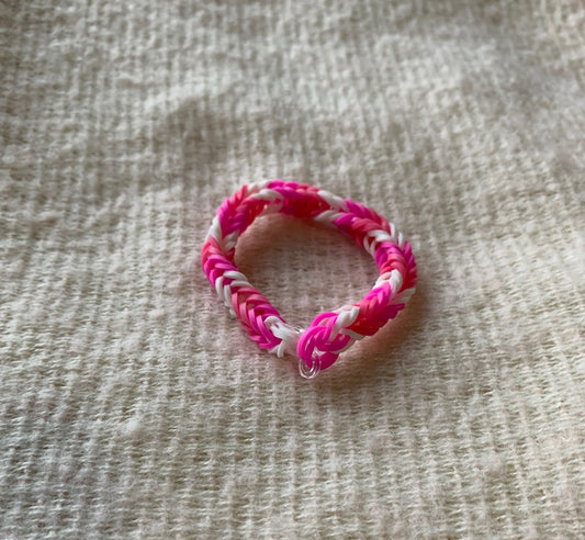 Fishtail Rubber Bracelet - Hot Pink, Pink & White