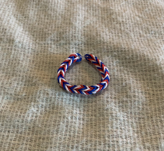 Fishtail Rubber Bracelet - Red, White & Blue